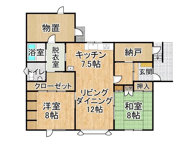 東１２条南８丁目【東エリアに平家の中古住宅登場！】  間取り