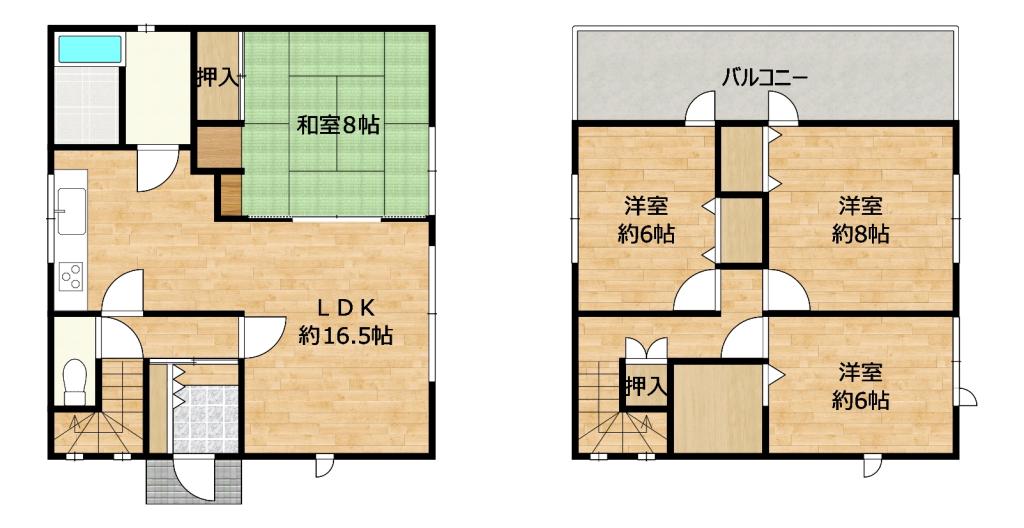 【リフォーム済】西23条南4丁目　4LDK 間取り