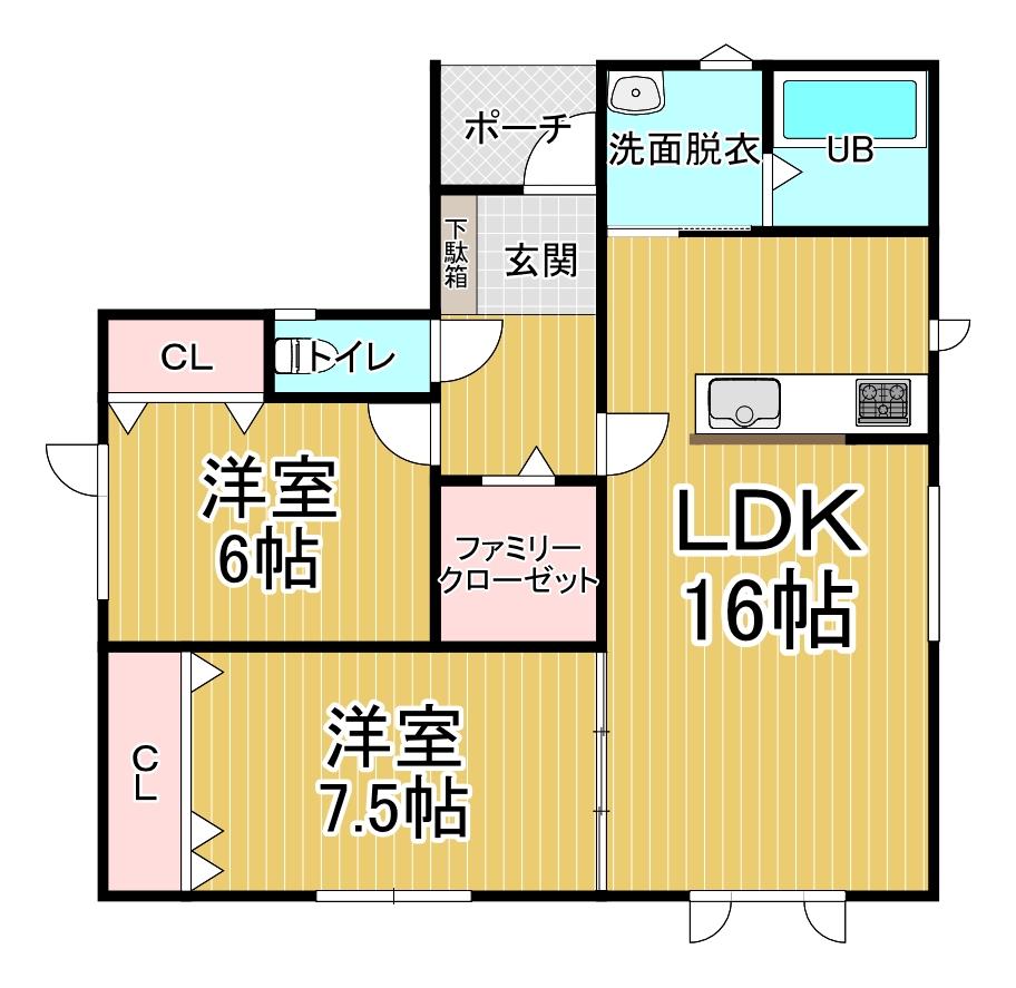 【新築平屋】　西19条南2丁目　D棟  間取り