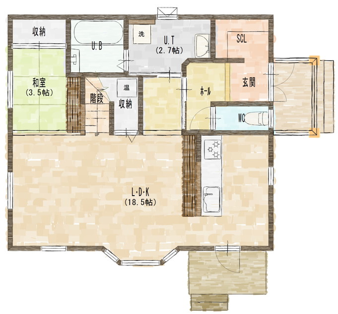 幕別町札内桂町 長期優良住宅 トリプルサッシ 築16年  間取り