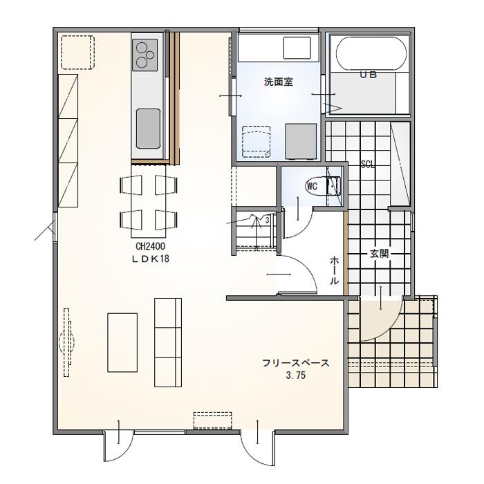 【家具・カーテンプレゼント！】帯広　大空モデル【太陽光パネル付】 間取り