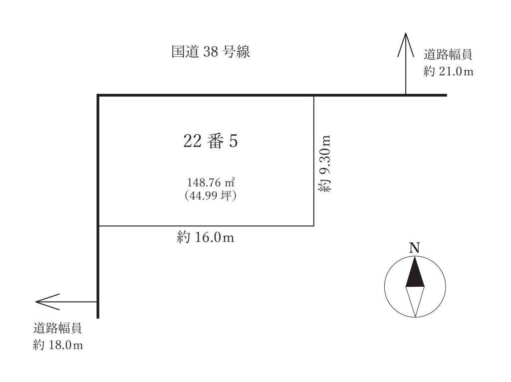【売土地】　幕別町本町　国道38号線沿い　北西角地 間取り