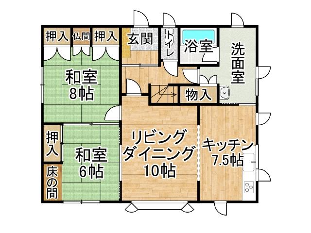 清水町北１条西３丁目【清水町に４ＬＤＫセミ電化中古住宅登場！】  間取り