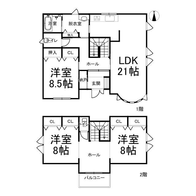 【中古住宅】　広尾町丸山通南5丁目　　駐車5台以上可能　灯油給湯・暖房  間取り