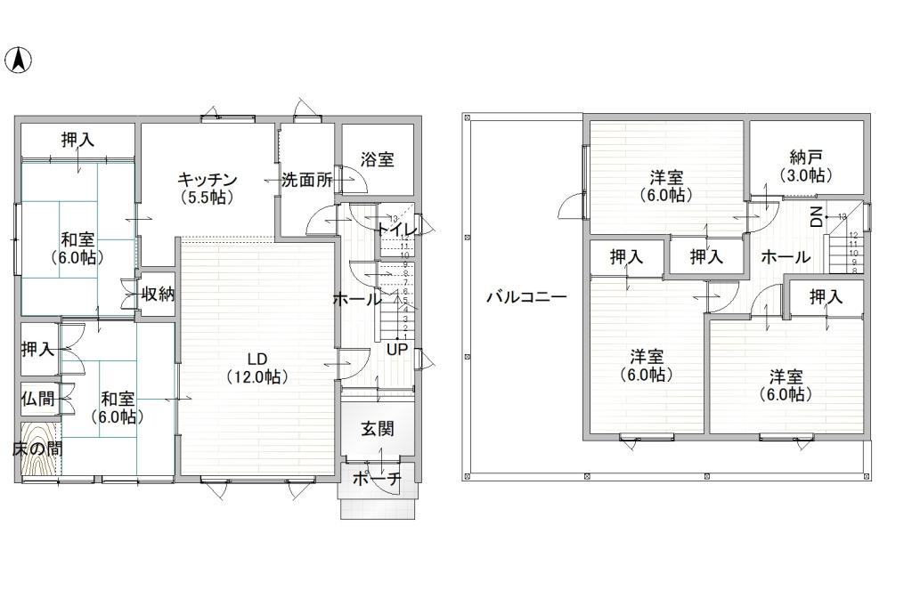 西25条南3丁目の南向き中古住宅  間取り
