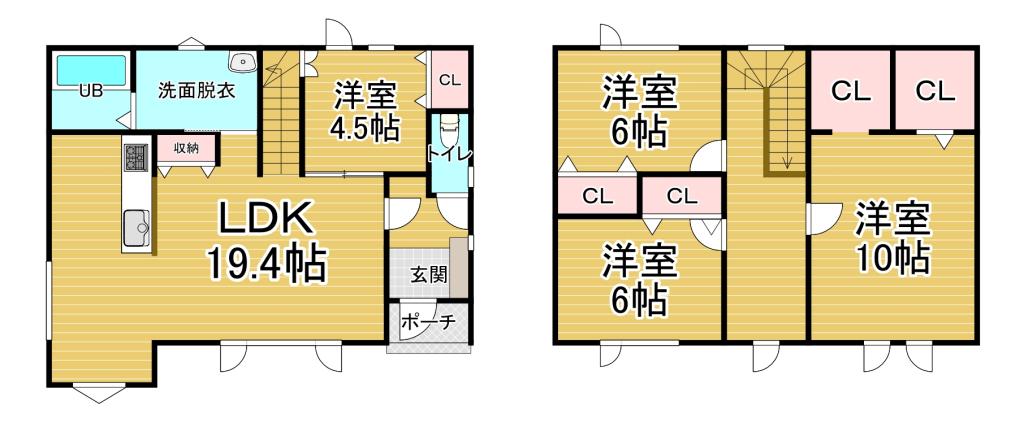 【新築】緑陽台南区　東棟 間取り