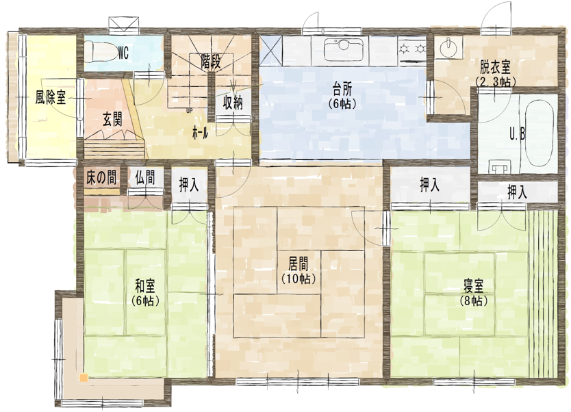 中古住宅4LDK 西16条南6丁目 1000万円 若葉小・８中学区 間取り