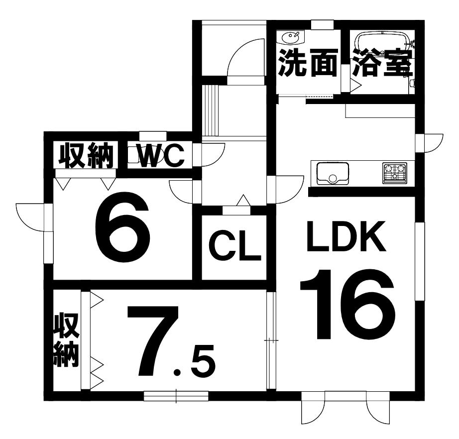 帯広市西19条南2丁目　D棟　新築平屋物件 間取り