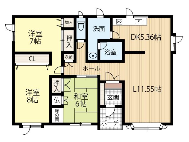 人気の平屋3LDK・南西角地・帯広市西19条南5丁目　売中古住宅 間取り