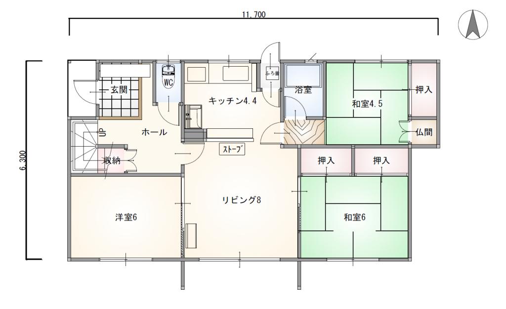 西９条南２６ 中古住宅 間取り