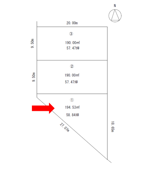 南向き角地！３区画販売！帯広市西７条南23丁目 内観
