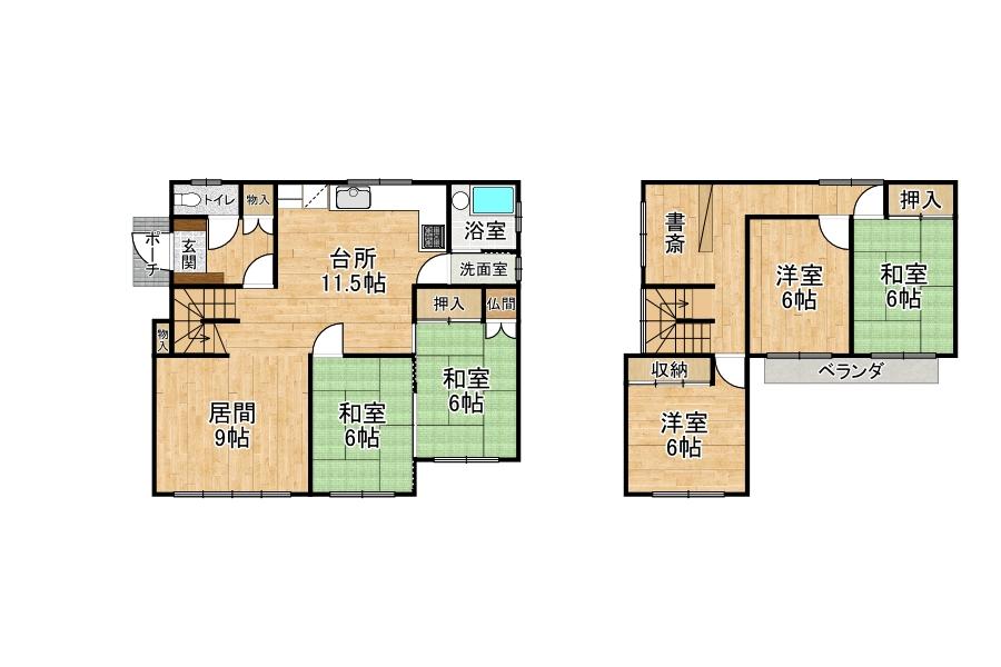 音更町柳町南区【中古住宅1棟＋貸家1棟】 間取り