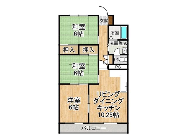 西１南１６ 協和ハイム３０２号室【市内中心部近くの分譲マンション！】 間取り