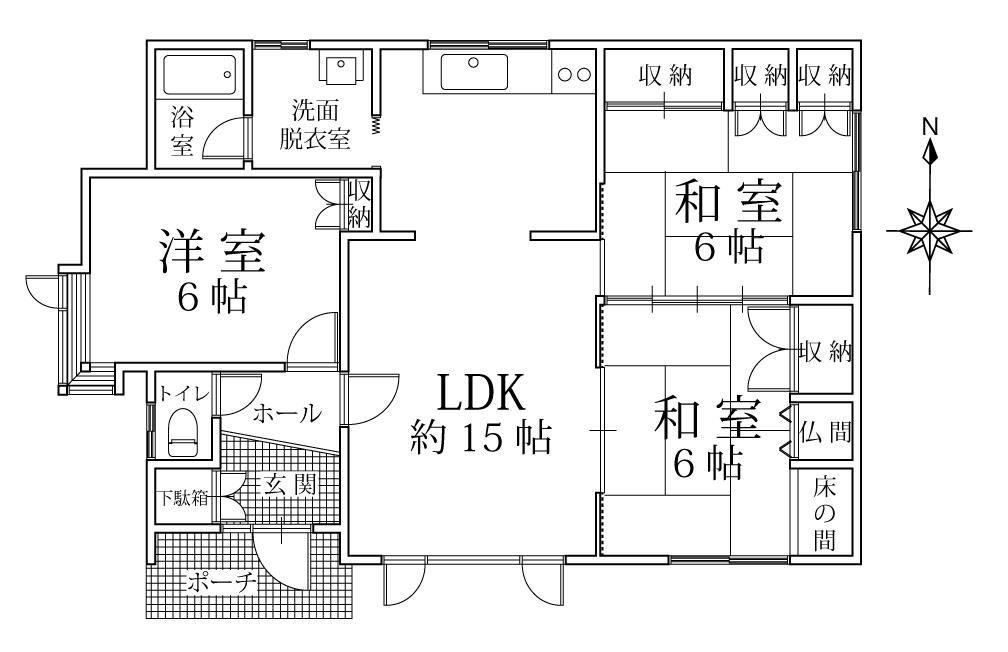 19条通り沿い　暮らしやすい3LDK平屋　西19条南2丁目 内観
