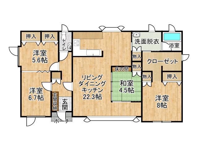 音更町雄飛が丘仲区※商談中【北西角地の平屋戸建が登場！】 間取り