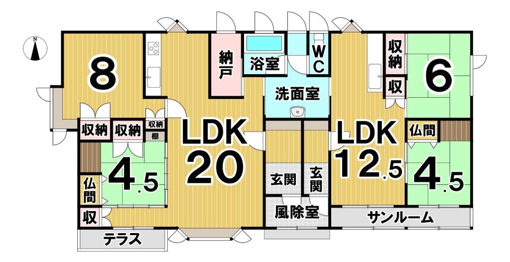 音更町共栄台西１２丁目　二世帯平家住宅 間取り