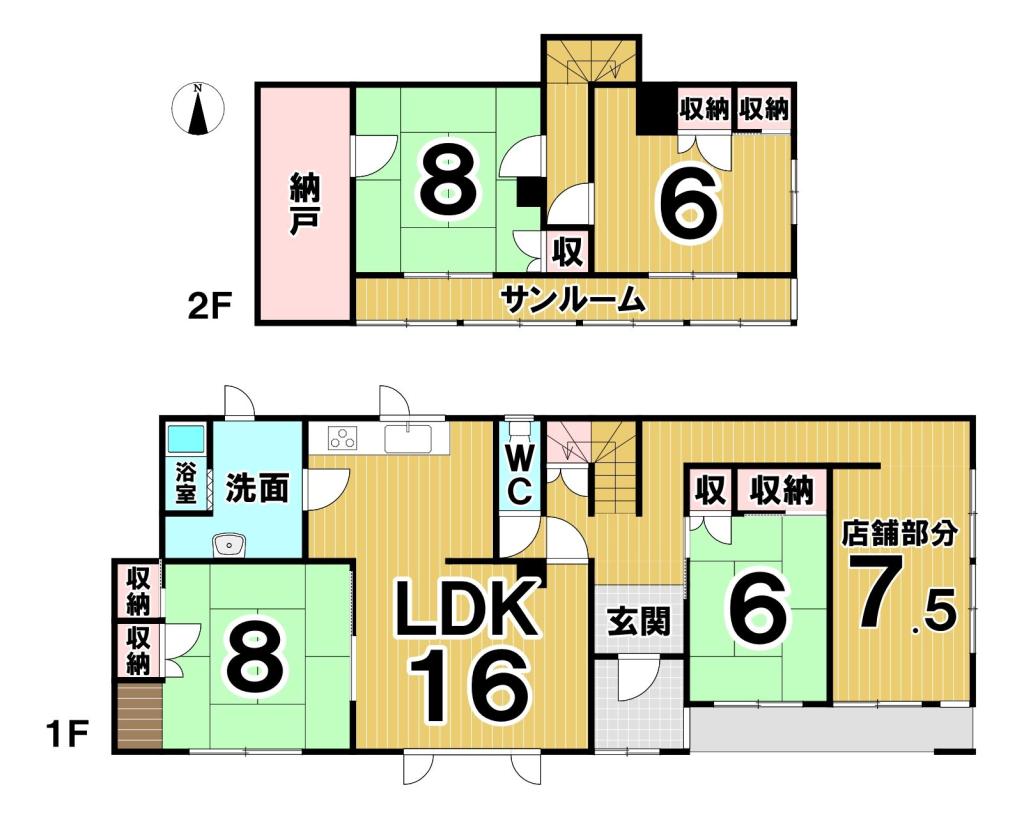 西１条南２８丁目　店舗付中古住宅 間取り