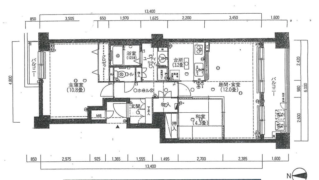 リブウェル大通　905号室 間取り