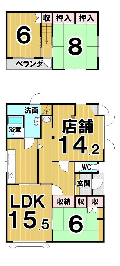 西１８条南４丁目　店舗付き中古戸建 間取り
