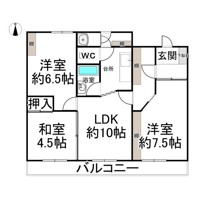 【中古MS】クラックスハイム帯広　6階　角部屋　最上階 間取り