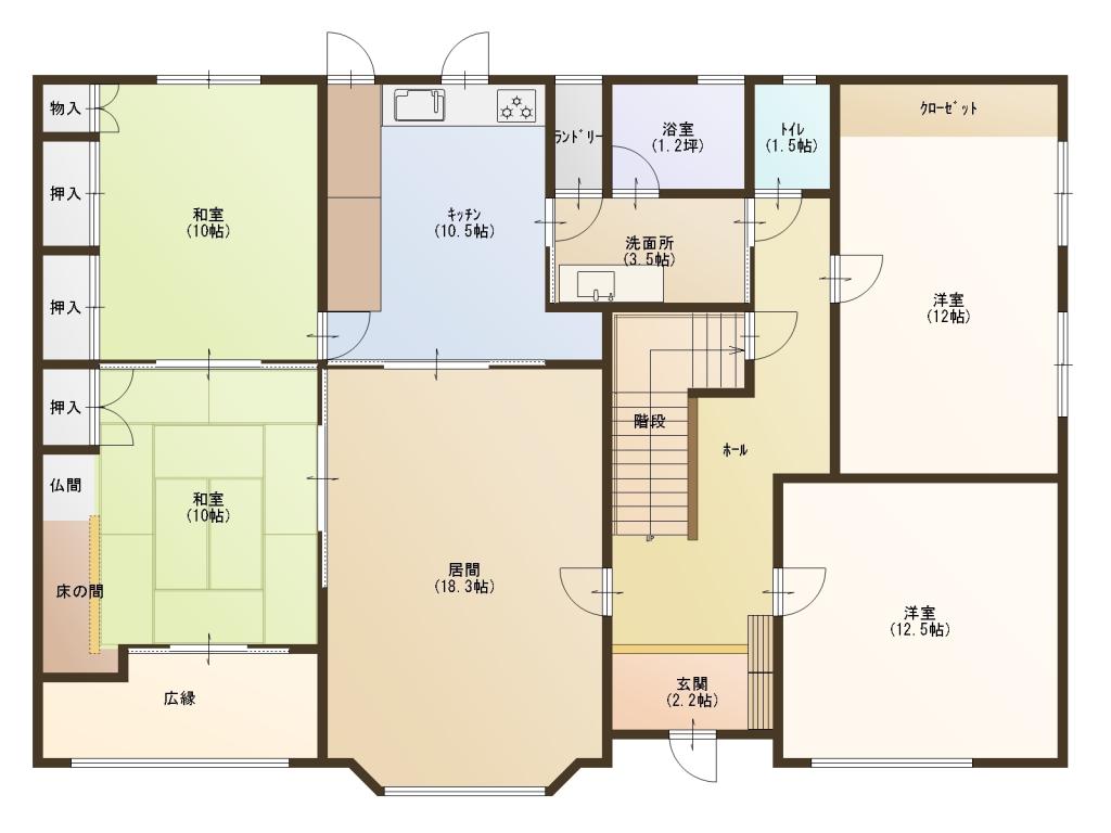 帯広市西20条南3丁目13番地11（住居表示4-8）｜9LDK地下室付き大型住宅 間取り
