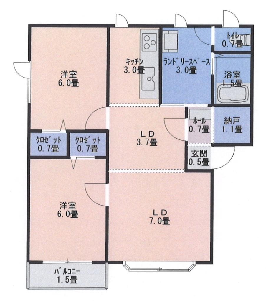 共同住宅帯広市西22条南4丁目34番地4（価格応談） 間取り