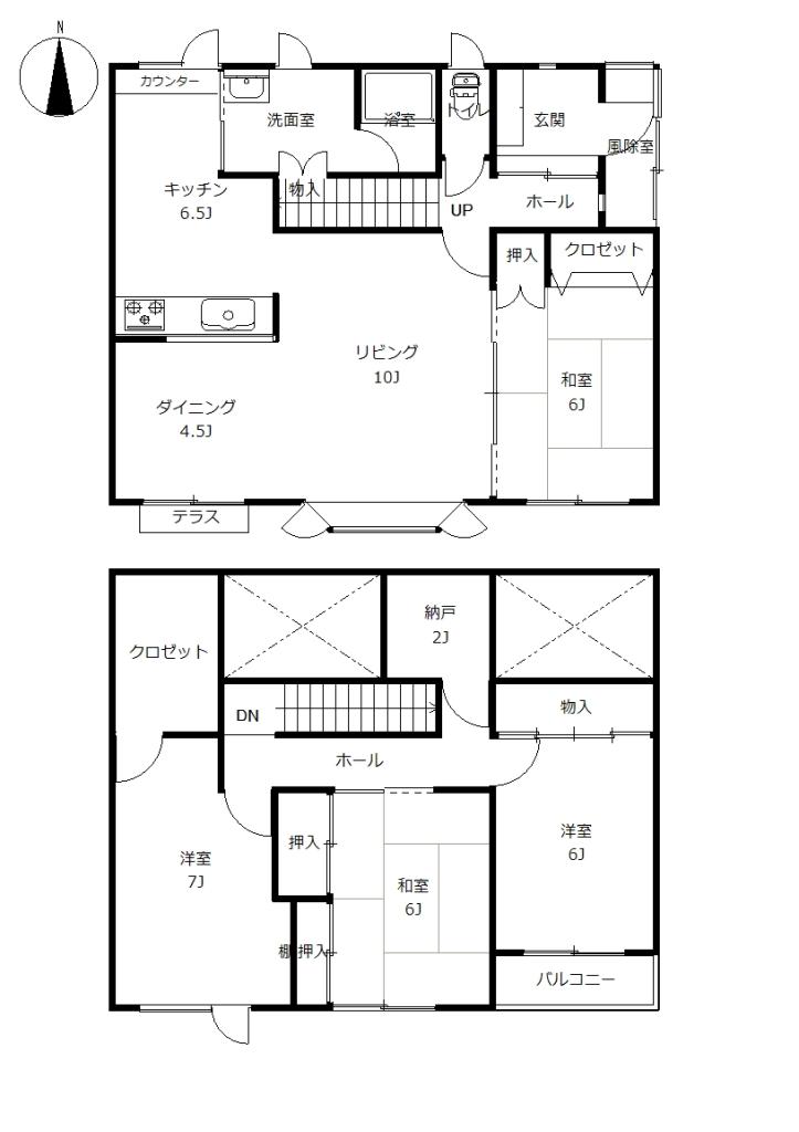 ※室内画像追加【全室南向き】西２２条南４丁目　中古住宅【小中学校まで徒歩9分】 間取り
