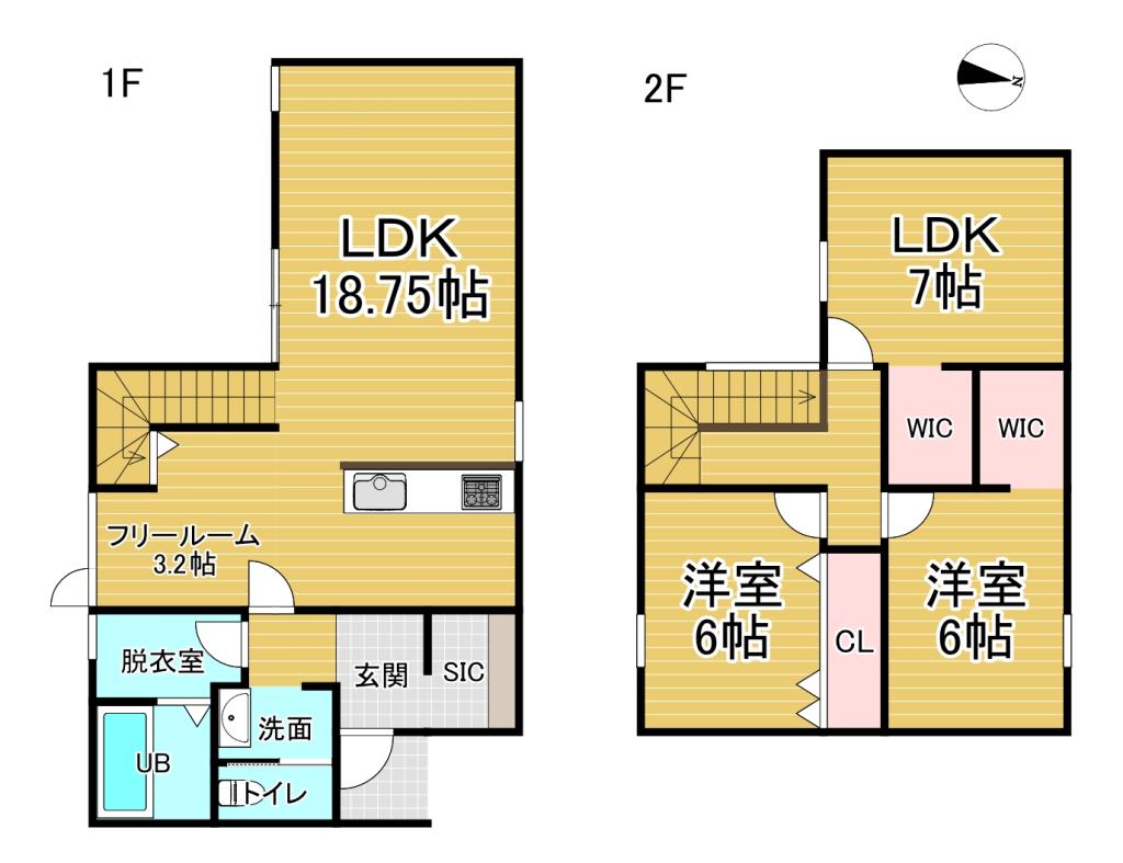 【新築 完成】　中鈴蘭北6丁目　A棟  間取り