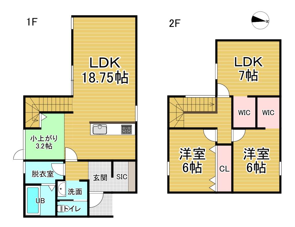 【新築 完成】　中鈴蘭北6丁目　A棟  間取り