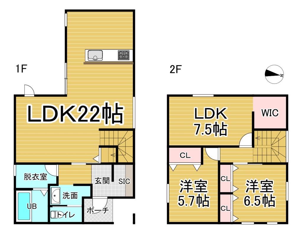 【新築】　中鈴蘭北6丁目　B棟  間取り