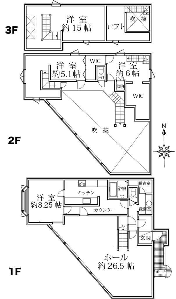 敷地175坪 店舗としても使える4SLDK中古住宅 カーポート付 南の森西10丁目 間取り