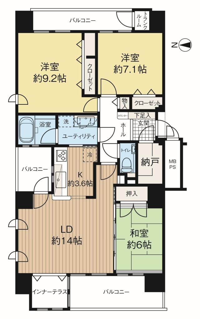 ディーレスティア　3LDKの7階のお部屋 間取り