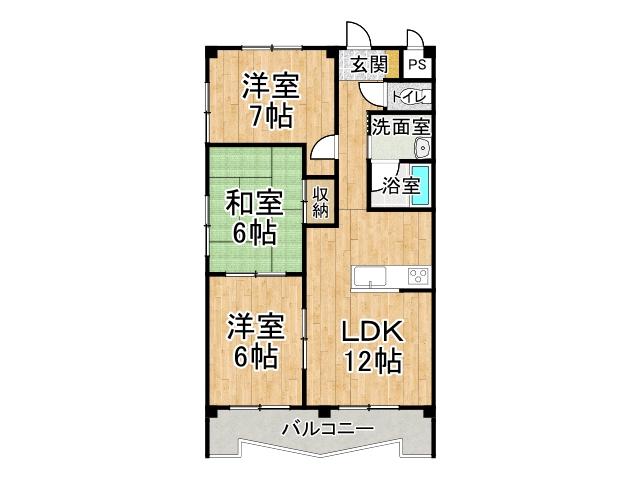 西４条南２丁目ベルトピアエグゼ帯広１０１号室【南西角地２ＬＤＫ分譲マンション！】 間取り