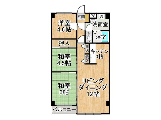 西９条南１２丁目 八条コーポ３０６号室【お手頃価格の３ＬＤＫ分譲マンション！】 間取り