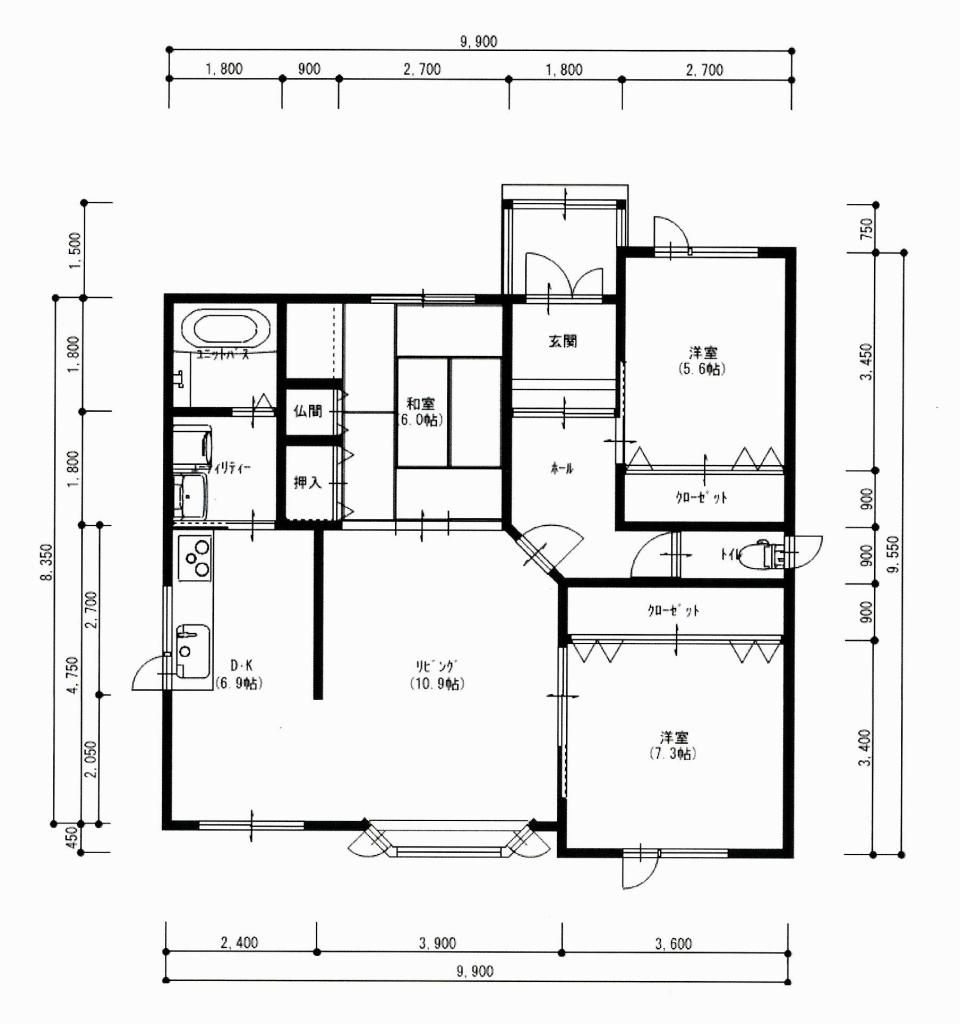 平屋 3ＬＤＫ　帯広市南の森西３丁目５－６ 間取り