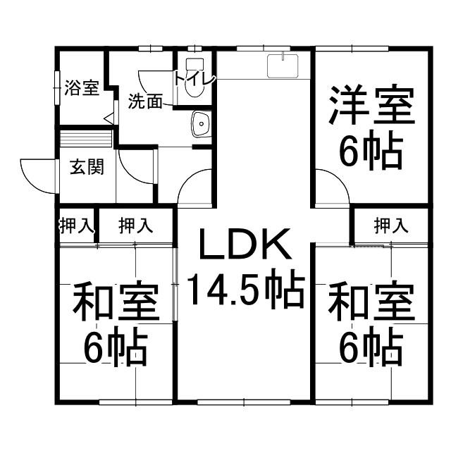 ★中古住宅★　音更町大通8丁目　平家住宅　土地98坪 間取り