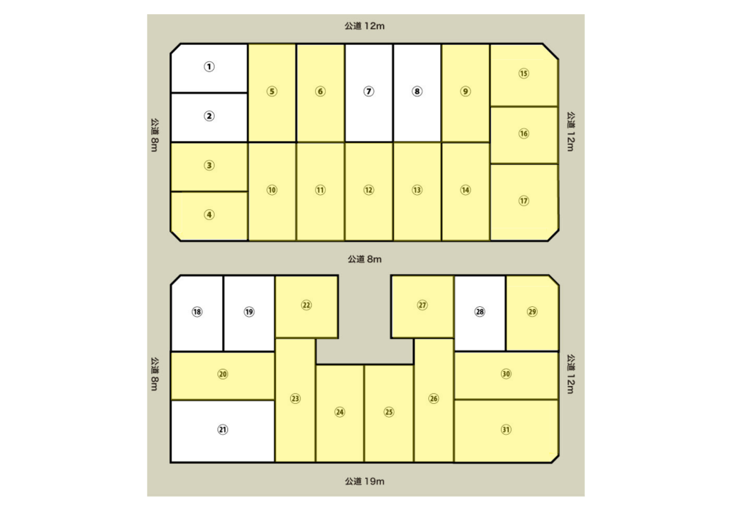   【大型造成地】※フレスポまで徒歩7分！！第1期販売！！　帯広市西2条南34丁目：区画㉘ 間取り