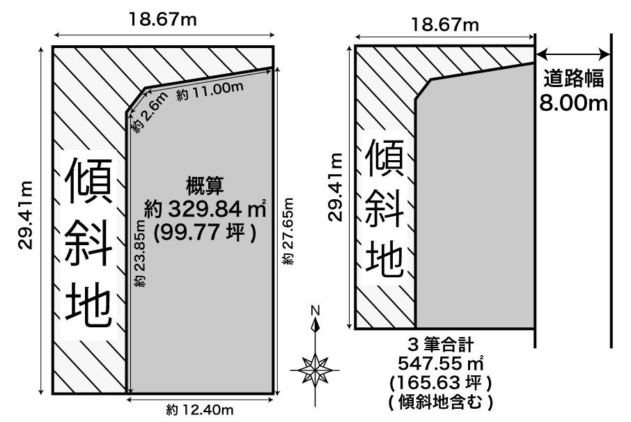 【売土地】希少な花園小区域※ 弥生通りより北に入った3筆合計約165坪 西13条南28丁目 内観