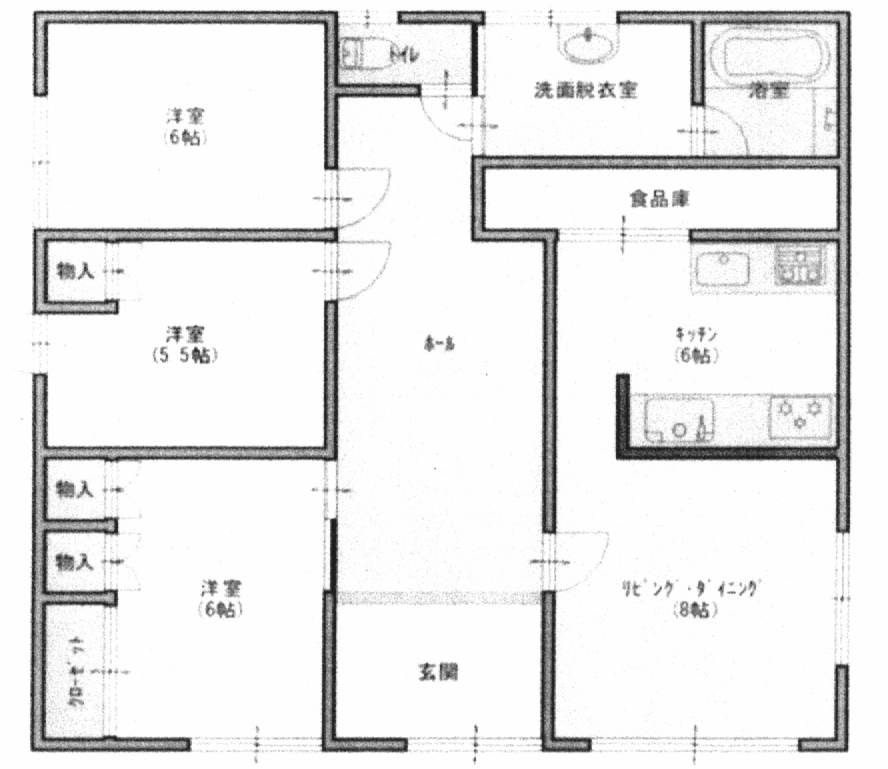 清水町北１条西５丁目　中古売家. 間取り