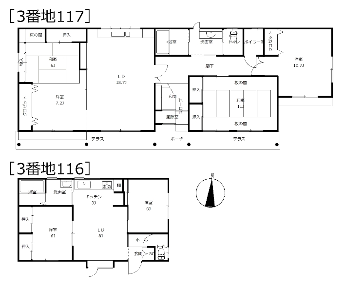 ※価格改定【東6南21】本格和庭園のある住まい【母屋+離れ付き】 間取り