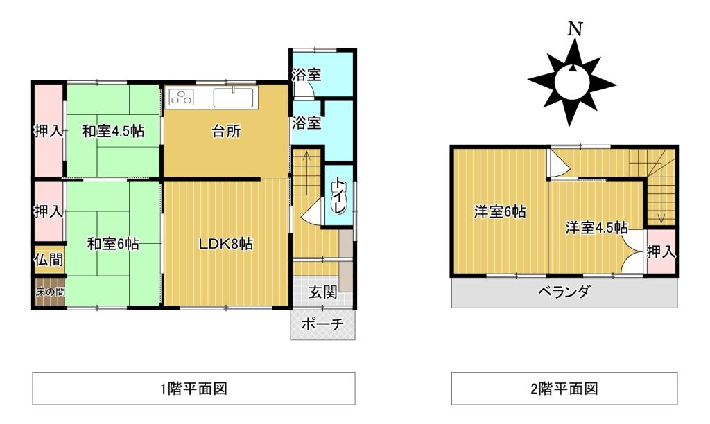 ♪北東角地♪池田町旭町５＿中古住宅 間取り