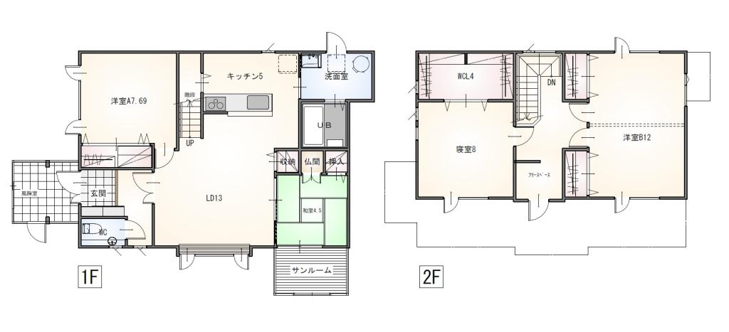 【1階2部屋】　清流の里　中古住宅 間取り