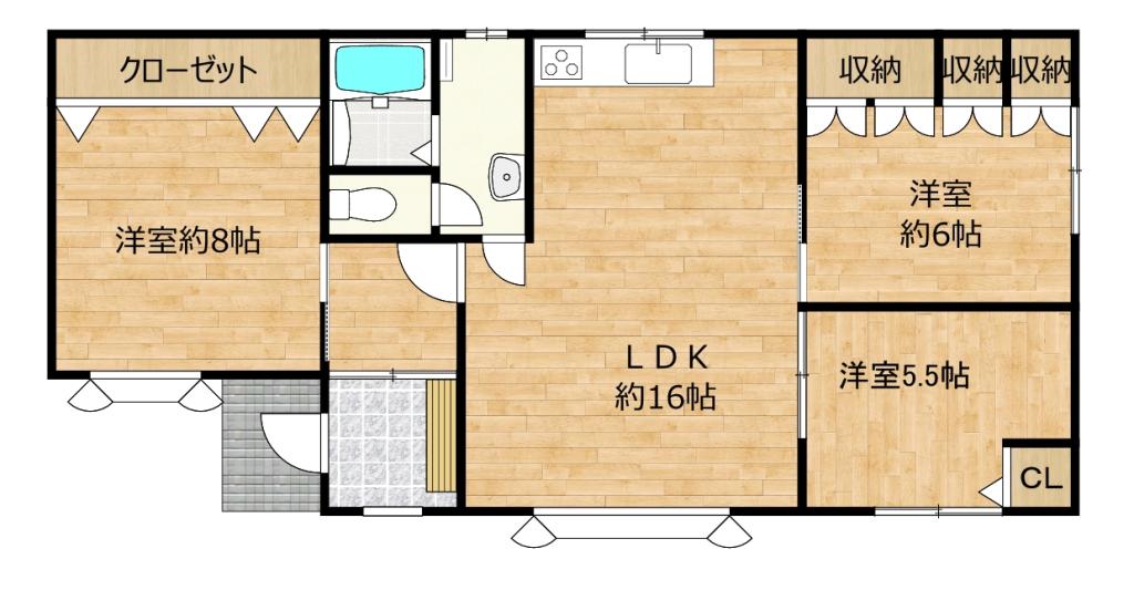 【外構・内外装RF済】【ALL洋室】【平屋】中川郡池田町字大通１丁目1-4 間取り