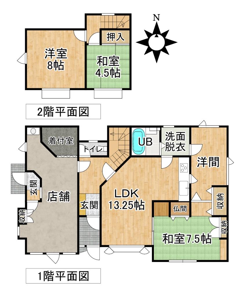 ♪南西角地♪音更町中鈴蘭南４＿店舗付き住宅 間取り