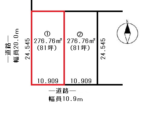 帯広市西11条南13　売土地①（南西角地） 間取り
