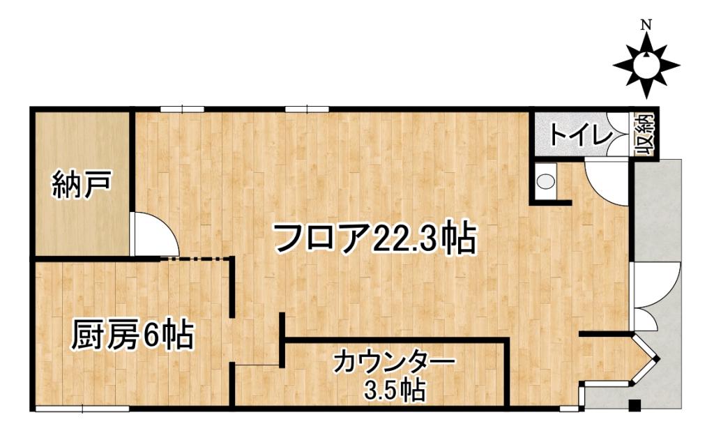 ♪東西2方向接道・東大通沿い♪東４南６＿飲食店跡地 間取り