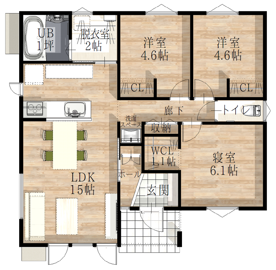 【新築】西17北3 平屋モデルハウス 間取り