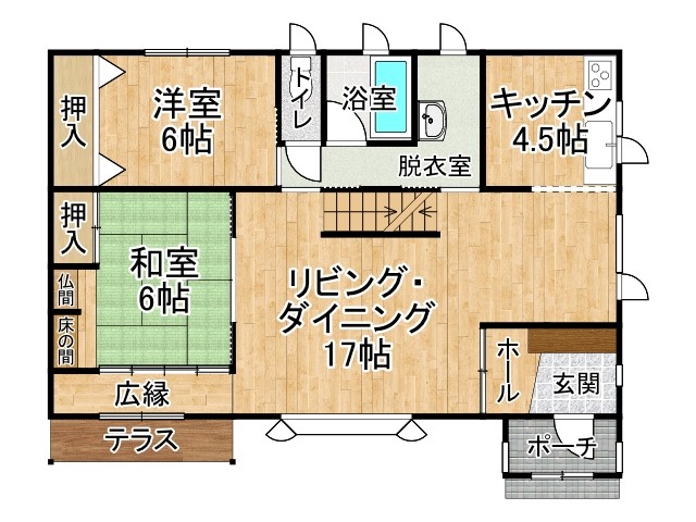 西１８条南４丁目【南道路付き！４ＬＤＫ車庫付一戸建て！】 間取り