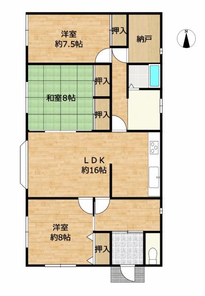 【外構工事中・内装リフォーム済】上川郡清水町御影東六条５丁目4-1 - コピー 間取り