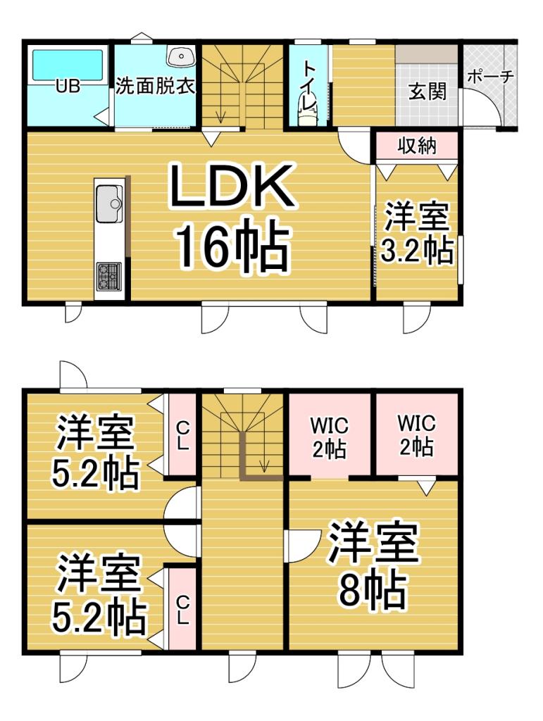 【新築】　西18条南4丁目　C棟  間取り